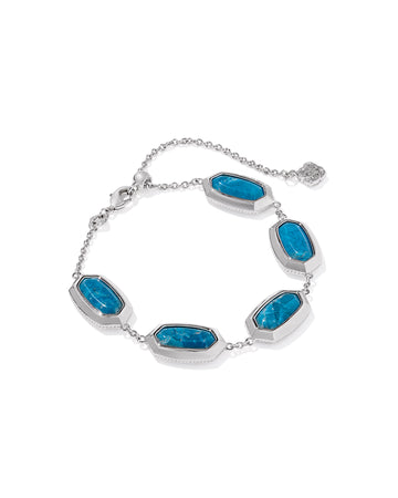 KENDRA SCOTT- Elaina Rhodium Bezel Delicate Bracelet in Variegated Indigo Magnesite
